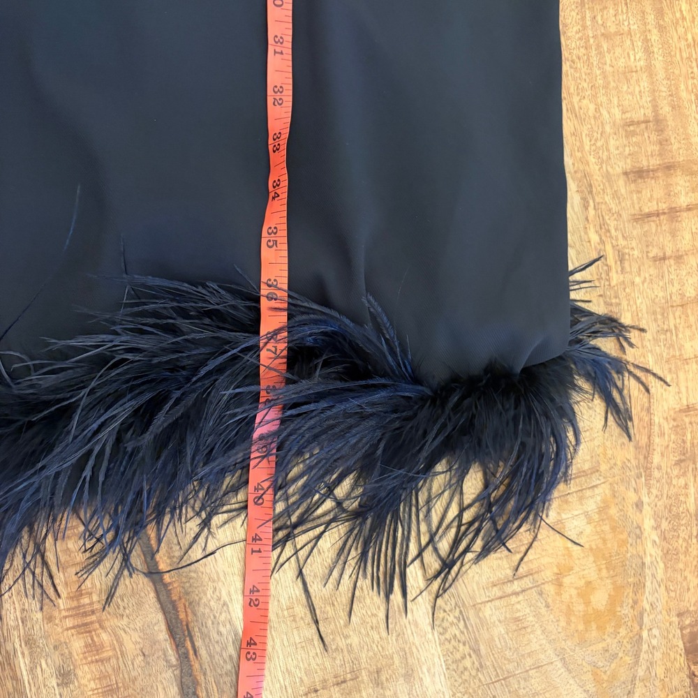 Amanda Uprichard Ostrich Feather Trim Midi Slip Dress S Cocktail Old Hollywood - Picture 14 of 14